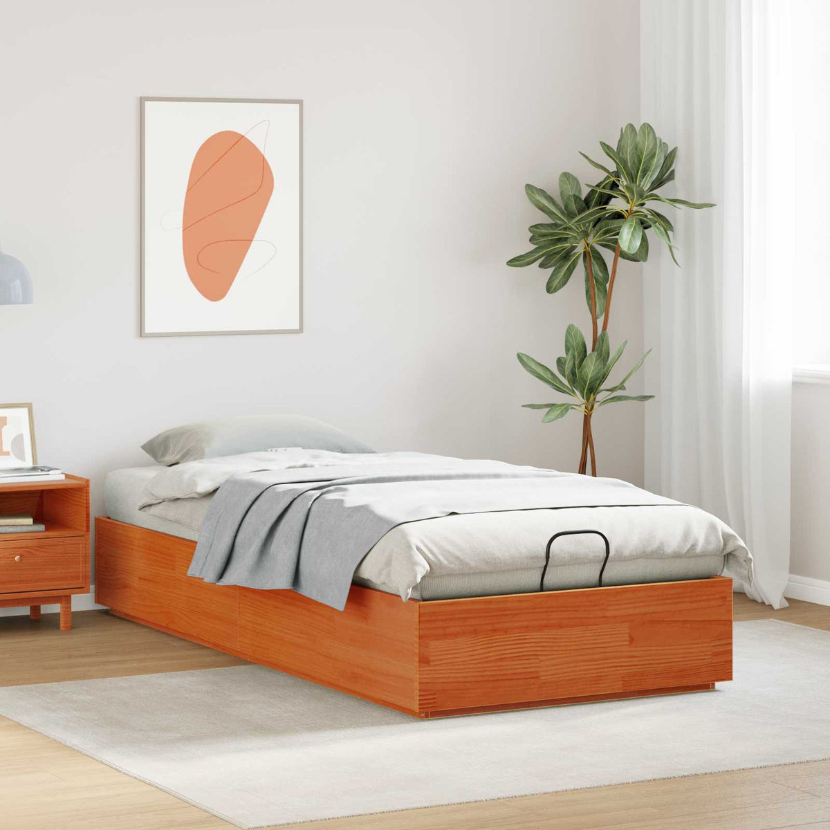 Lit coffre – Brun cire – 100 x 200 cm