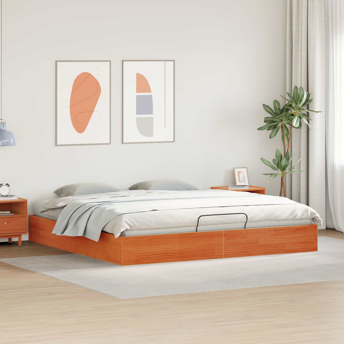 Lit coffre – Brun ciré – 200 x 200 cm