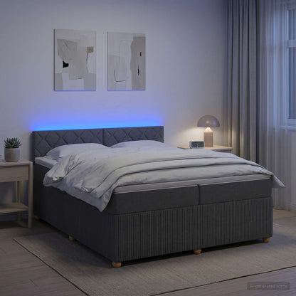 Lit boxspring avec matelas – Gris foncé tissu – 200 x 200 cm