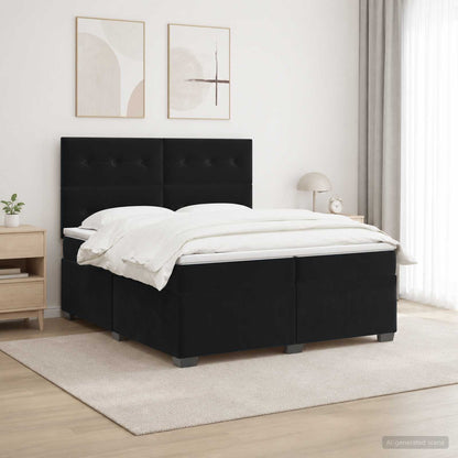 Lit boxspring avec matelas – Noir velours – 200 x 200 cm