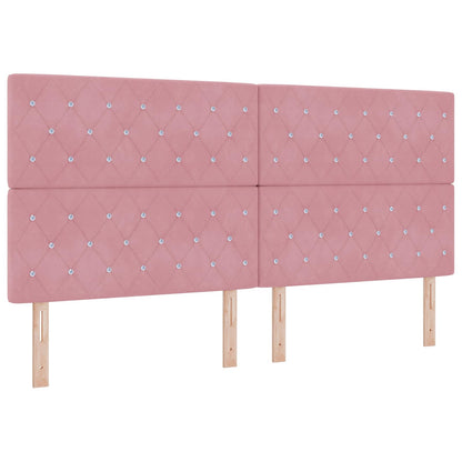 Lit coffre avec tête de lit – Rose velours – 200 x 200 cm