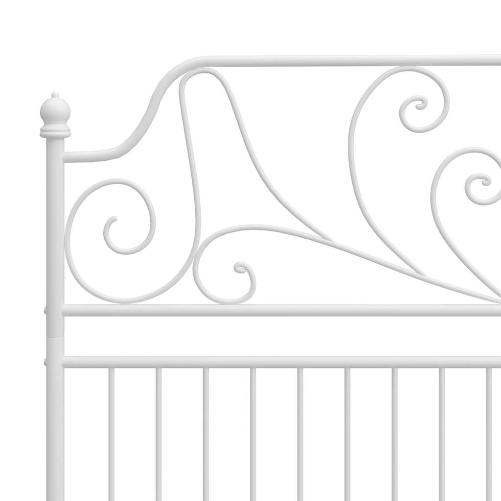 Cadre de lit avec tête de lit – Blanc métal – 140 x 200 cm