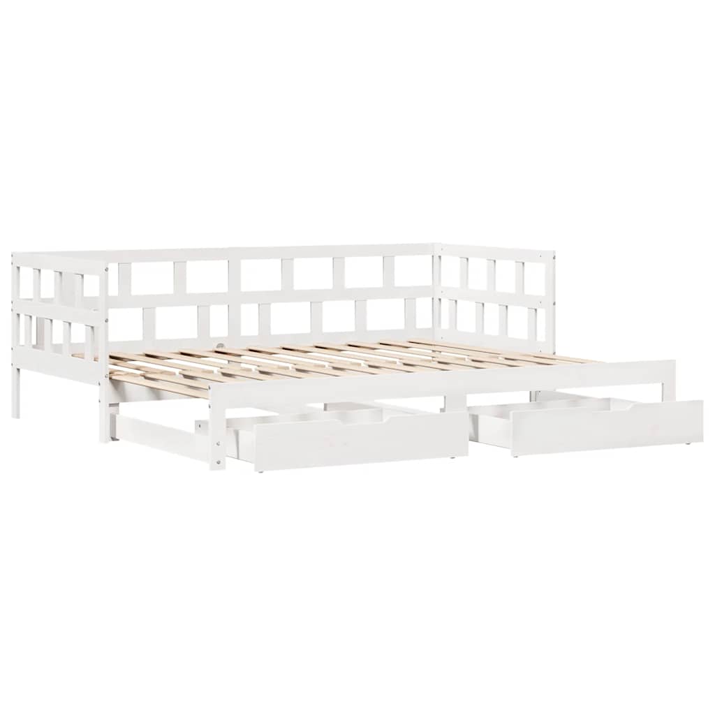 Lit coffre à tiroirs – Blanc – 90 x 190 cm