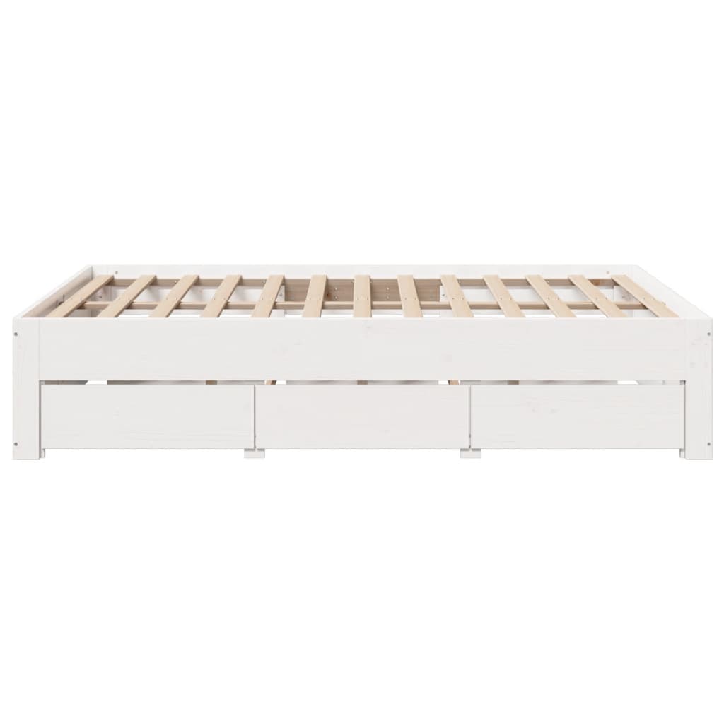 Lit coffre à tiroirs – Blanc – 140 x 200 cm