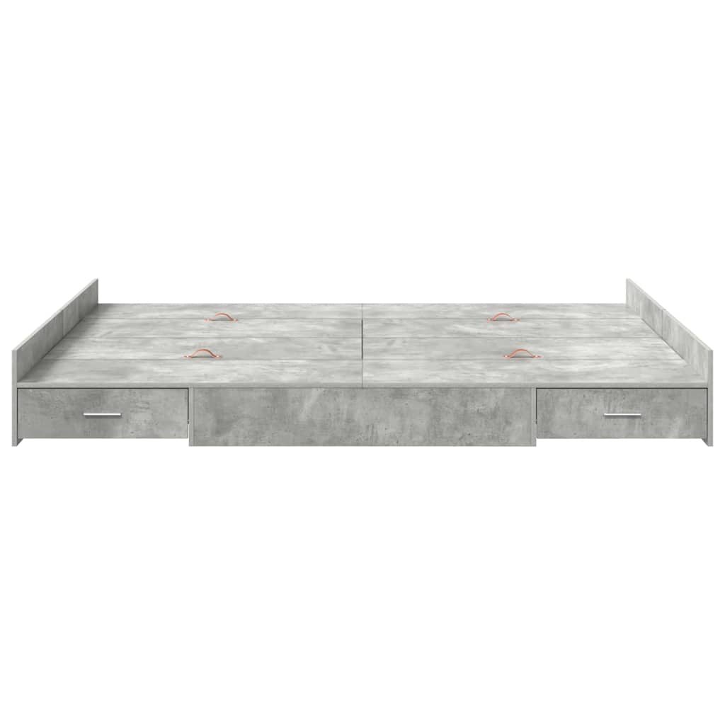 Lit coffre à tiroirs – Gris béton – 160 x 200 cm
