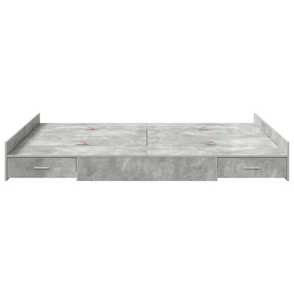 Lit coffre à tiroirs – Gris béton – 160 x 200 cm