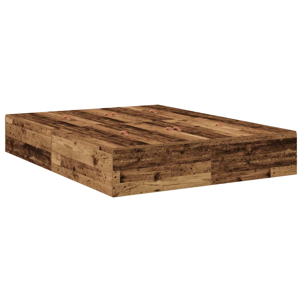 Lit coffre à portes – Bois ancien – 135 x 190 cm