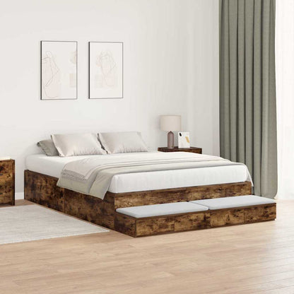 Lit coffre – Chêne fumé bois d'ingénierie – 140 cm