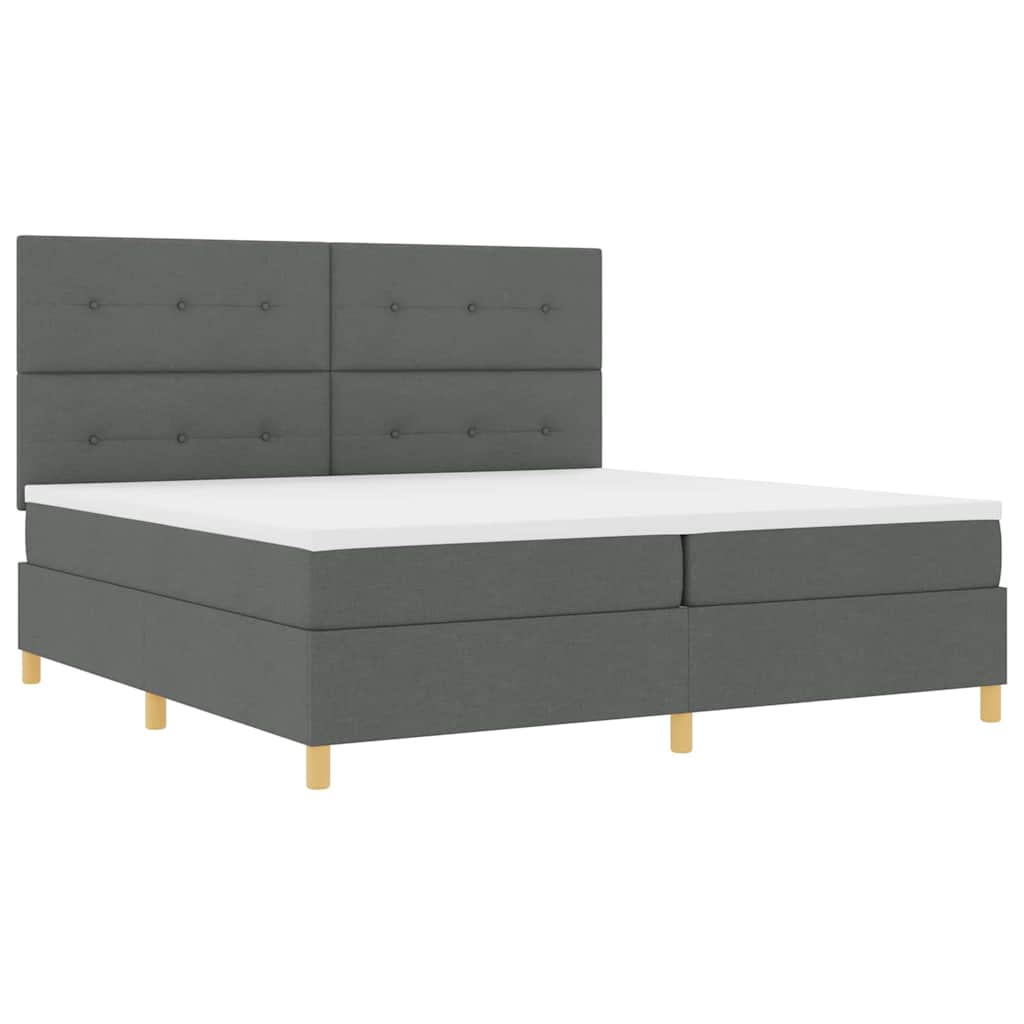 Lit à ressorts avec tête de lit – Gris foncé tissu – 200 x 200 cm