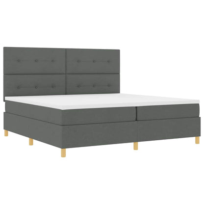 Lit à ressorts avec tête de lit – Gris foncé tissu – 200 x 200 cm