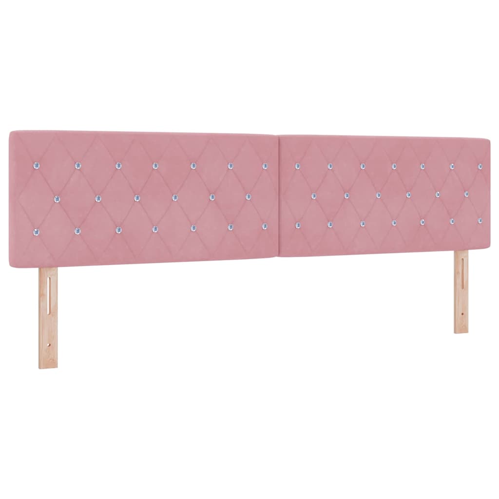 Lit à ressorts avec tête de lit – Rose velours – 200 x 200 cm