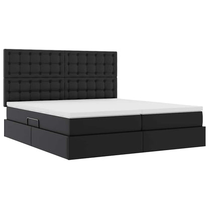 Lit coffre avec matelas – Noir – 200 x 200 cm