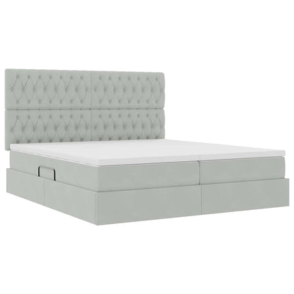 Lit coffre – Gris clair velours – 200 x 200 cm