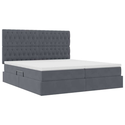 Lit coffre – Gris foncé velours – 200 x 200 cm