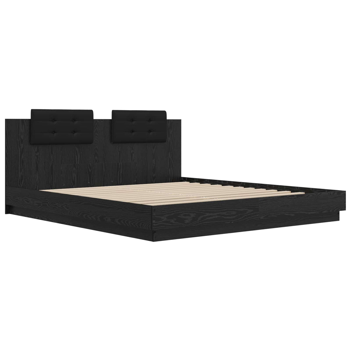 Cadre de lit avec tête de lit – Chêne noir – 200 x 200 cm