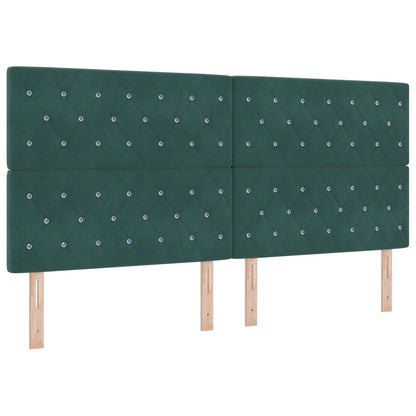 Lit boxspring avec matelas – Vert foncé velours – 200 x 200 cm
