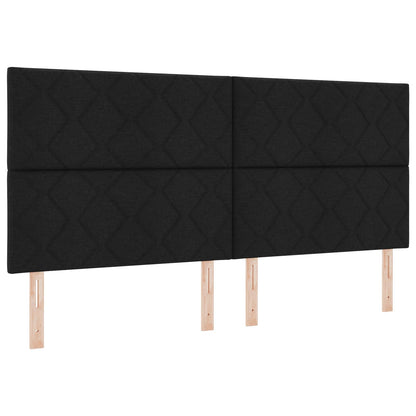 Lit boxspring avec matelas – Noir tissu – 200 x 200 cm