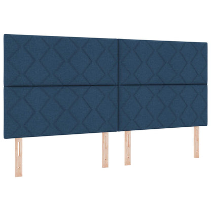 Lit boxspring LED avec matelas – Bleu tissu – 200 x 200 cm