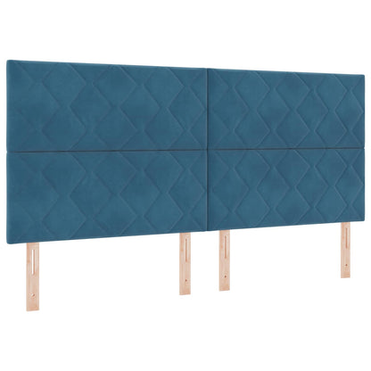 Lit boxspring LED avec matelas – Bleu velours – 200 x 200 cm