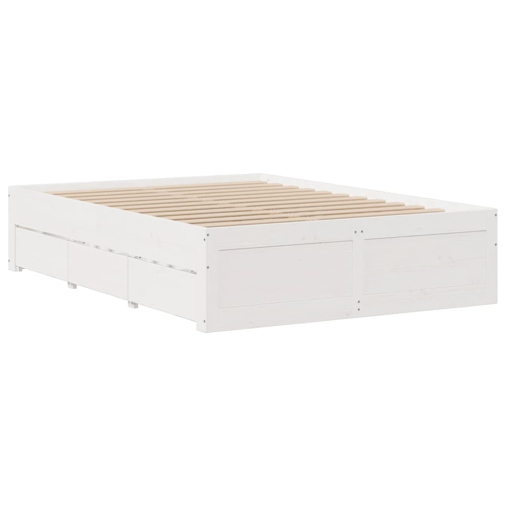 Lit coffre à tiroirs – Blanc – 140 x 200 cm