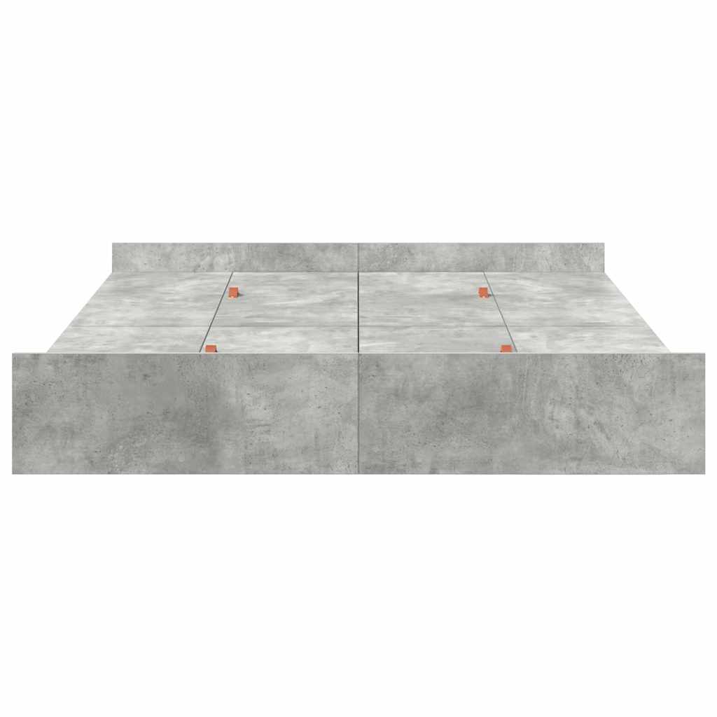 Lit coffre à tiroirs – Gris béton – 160 x 200 cm
