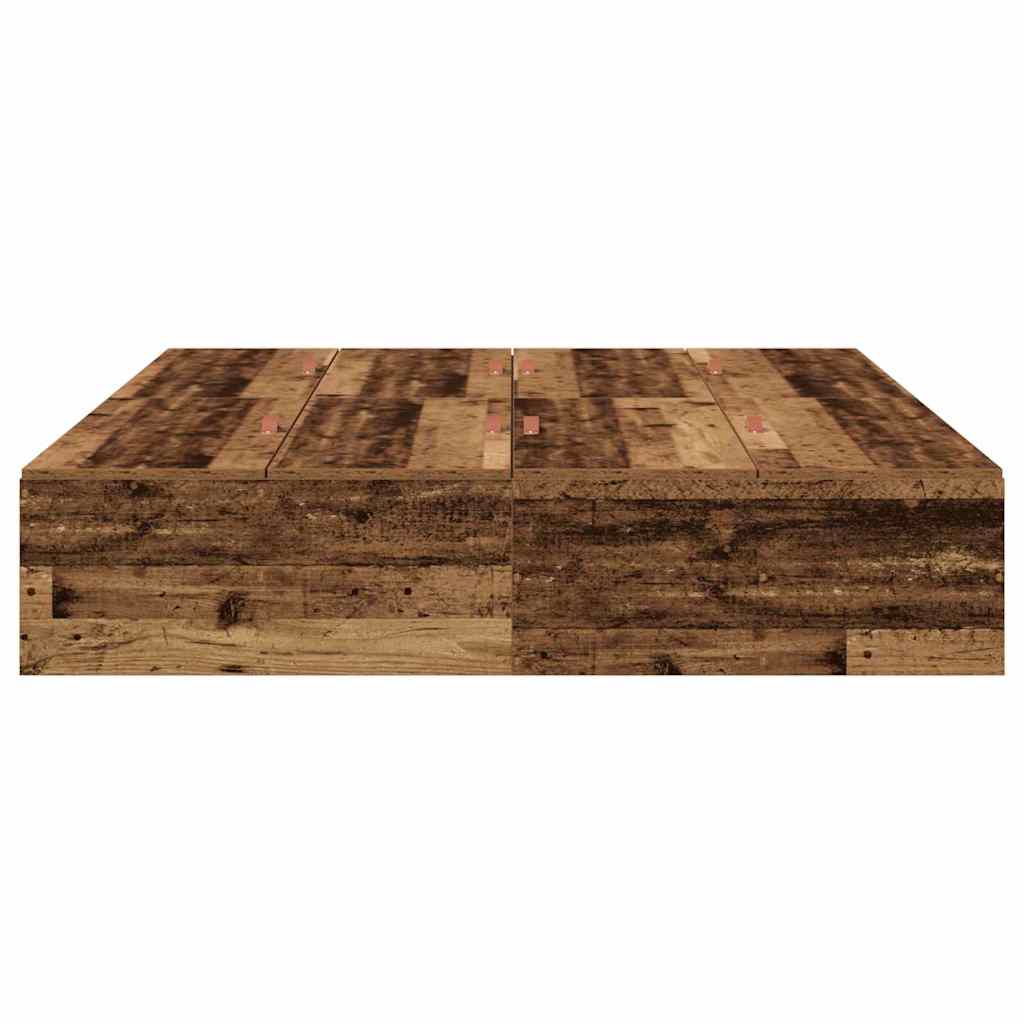 Lit coffre à portes – Bois ancien – 135 x 190 cm