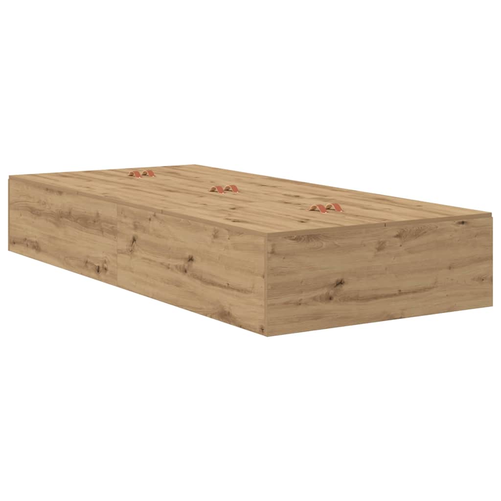 Lit coffre à tiroirs – Chêne artisanal – 100 cm