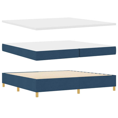 Lit à ressorts avec tête de lit – Bleu tissu – 200 x 200 cm