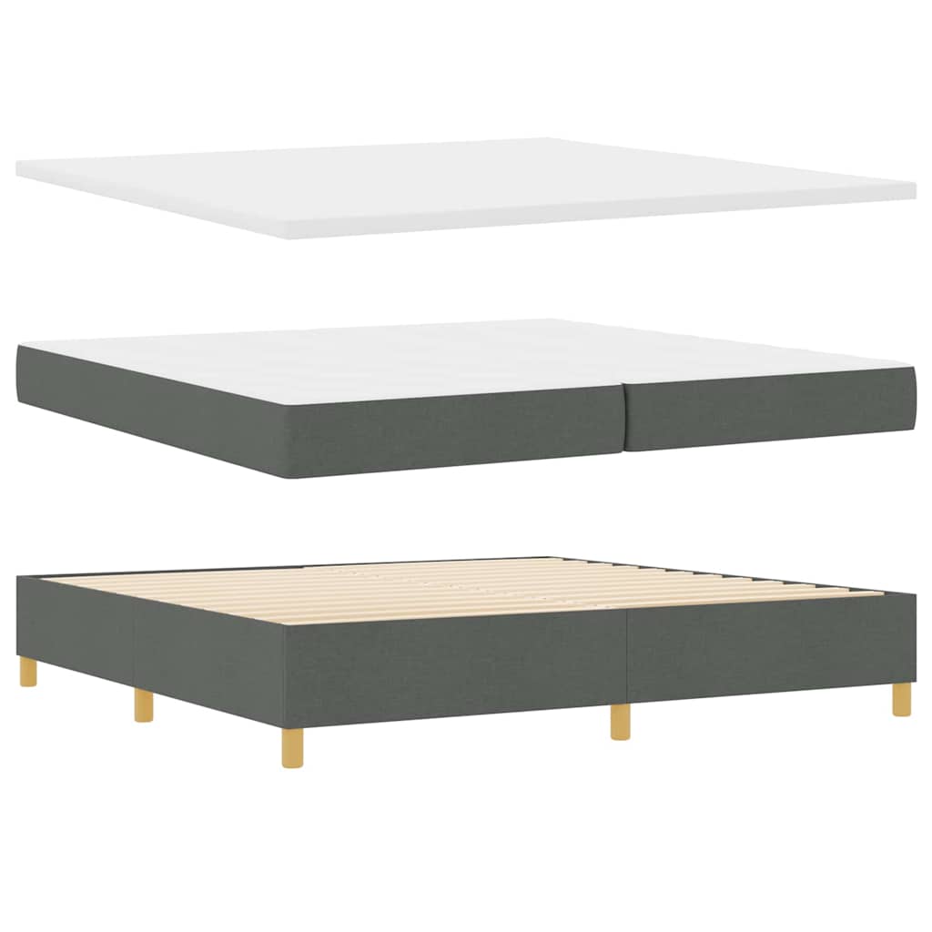 Lit à ressorts avec tête de lit – Gris foncé tissu – 200 x 200 cm