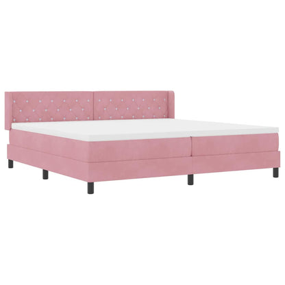 Lit à ressorts avec tête de lit – Rose velours – 200 x 200 cm