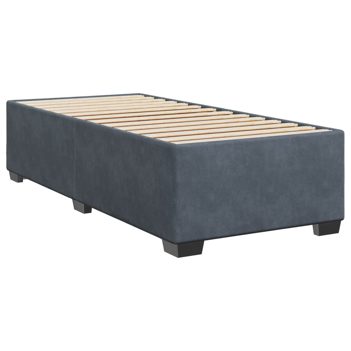 Lit boxspring LED avec matelas – Gris foncé velours