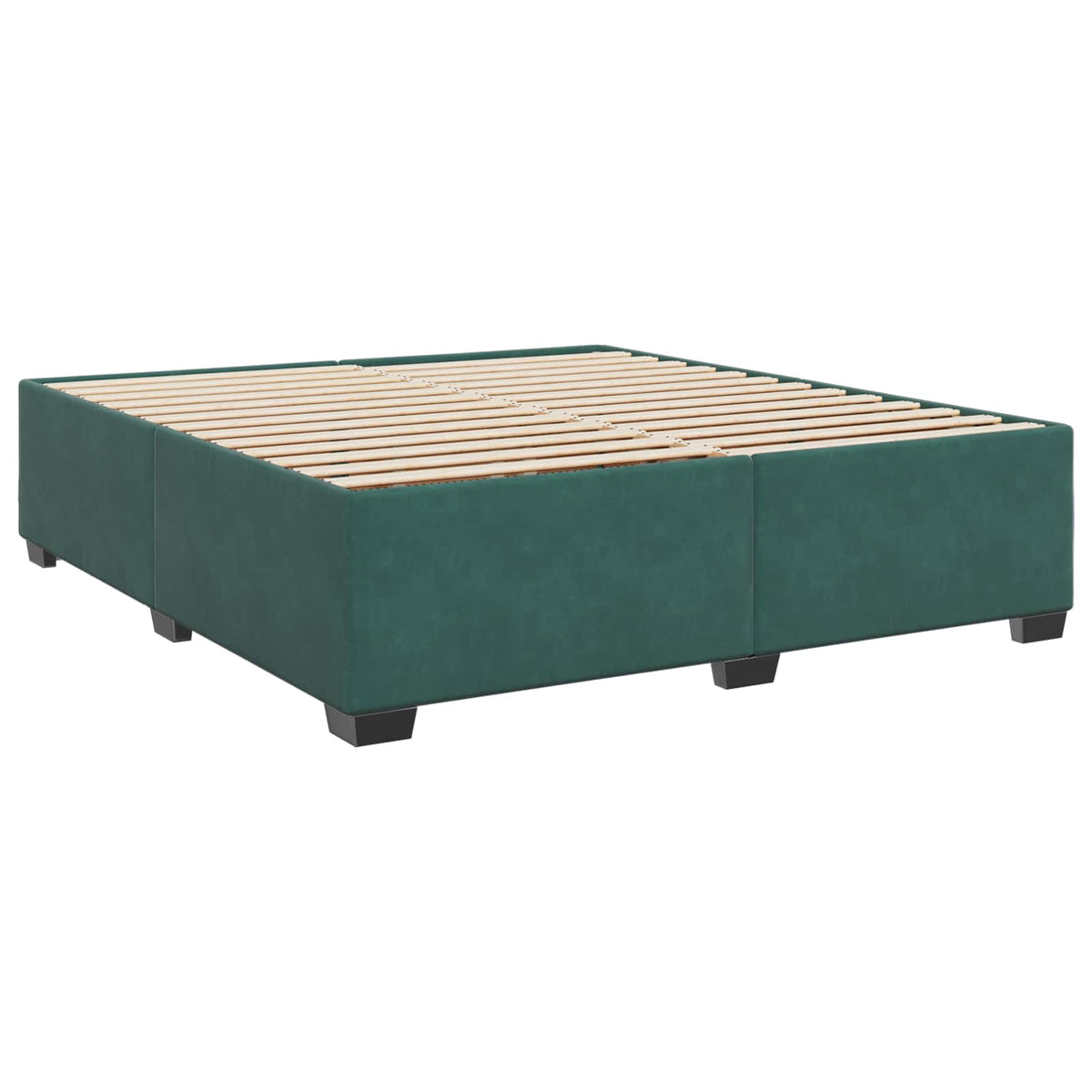 Lit boxspring avec matelas – Vert foncé velours – 200 x 200 cm