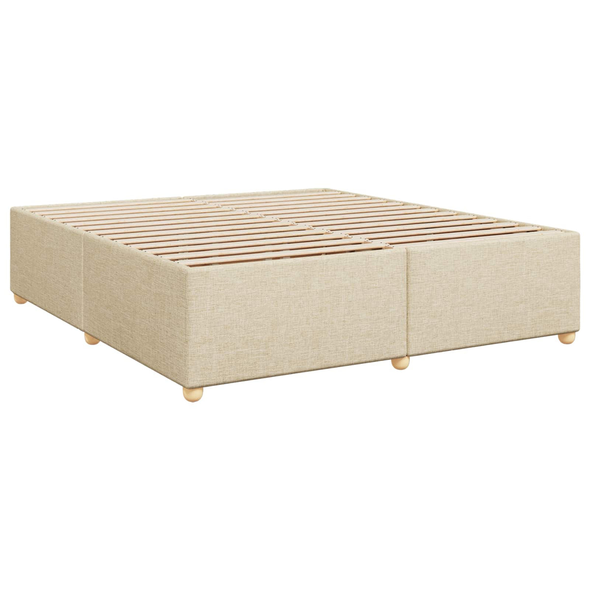 Lit boxspring avec matelas – Crème tissu – 200 x 200 cm