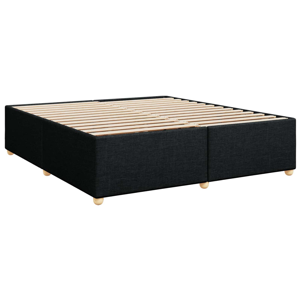 Lit boxspring avec matelas – Noir tissu – 200 x 200 cm