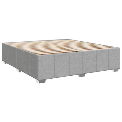 Lit boxspring LED avec matelas – Gris clair tissu – 200 x 200 cm