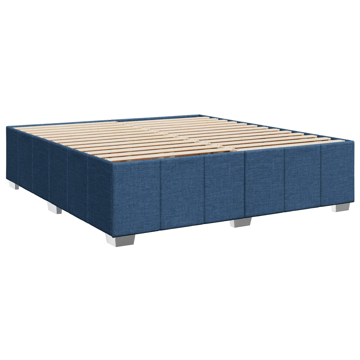 Lit boxspring LED avec matelas – Bleu tissu – 200 x 200 cm