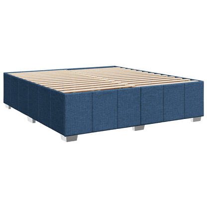 Lit boxspring LED avec matelas – Bleu tissu – 200 x 200 cm