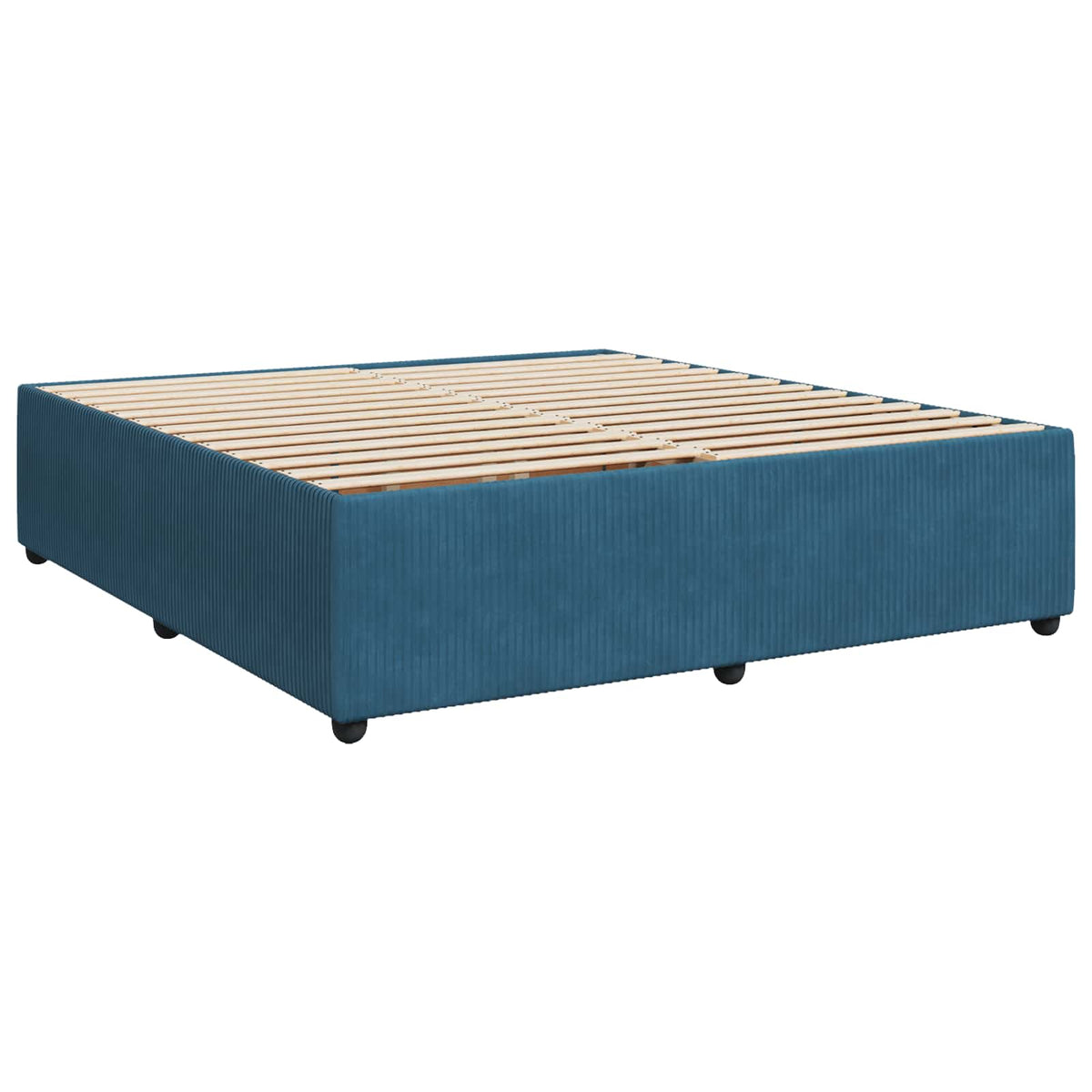 Lit boxspring LED avec matelas – Bleu velours – 200 x 200 cm