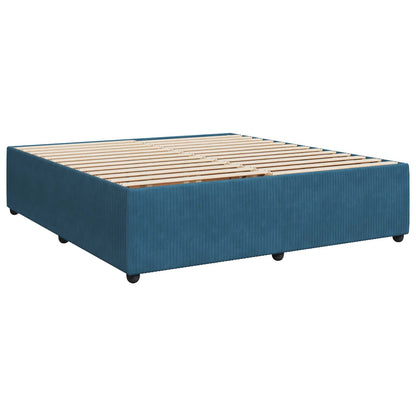 Lit boxspring LED avec matelas – Bleu velours – 200 x 200 cm