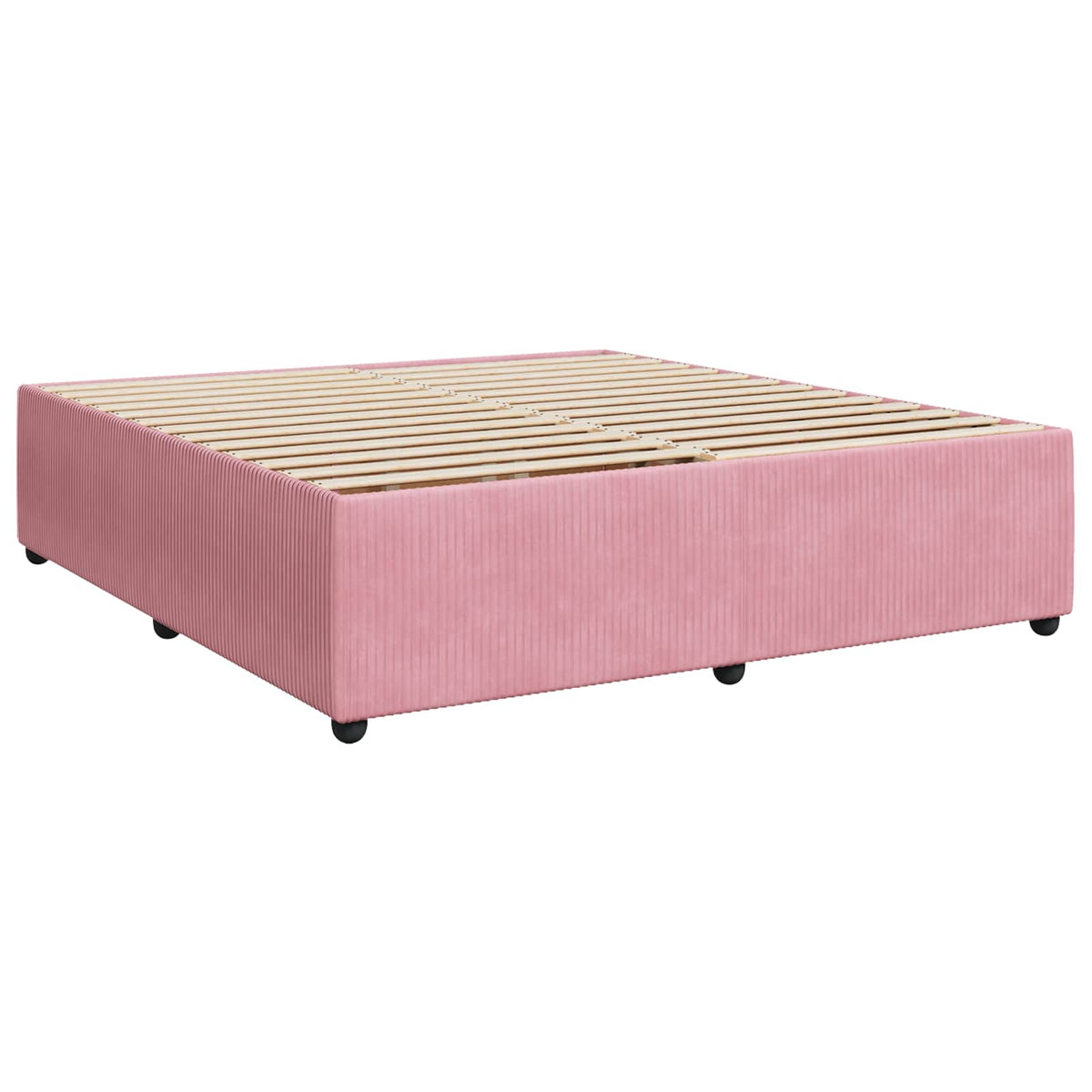Lit boxspring LED avec matelas – Rose velours – 200 x 200 cm
