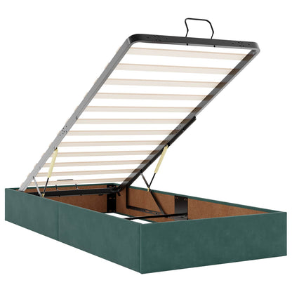 Lit coffre LED avec matelas – Vert foncé velours – 200 x 200 cm