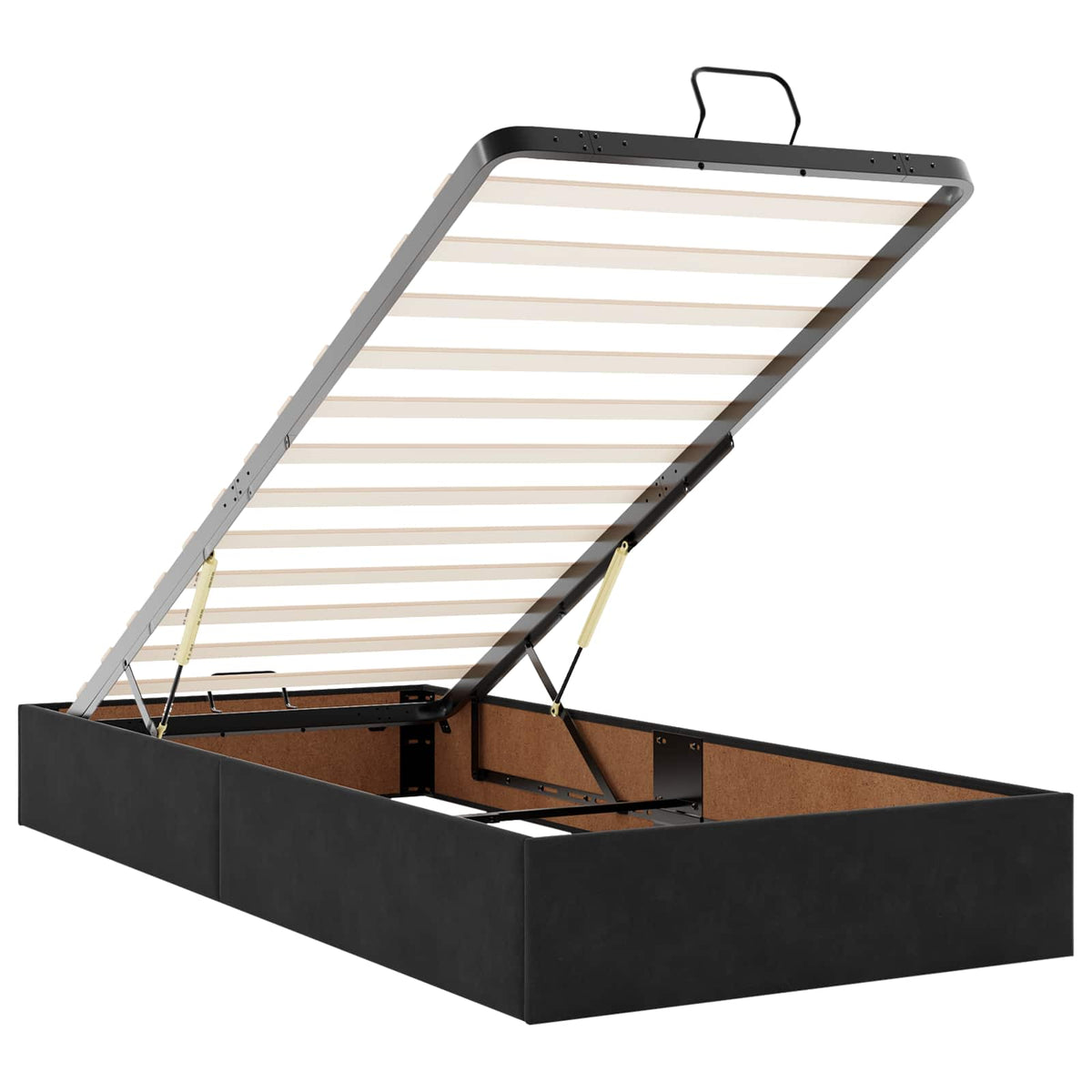Lit coffre LED avec matelas – Noir velours – 200 x 200 cm