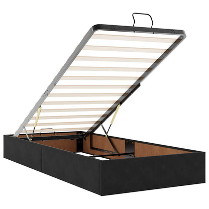 Lit coffre LED avec matelas – Noir velours – 200 x 200 cm