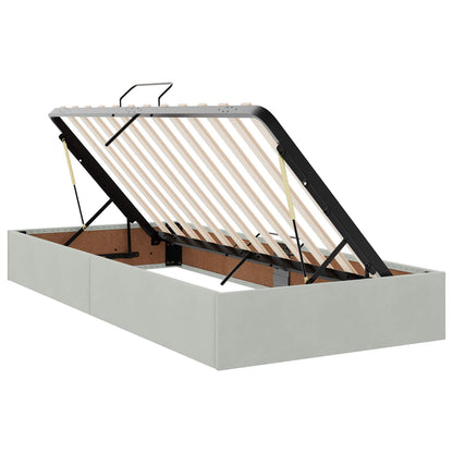 Lit coffre LED avec matelas – Gris clair – 200 x 200 cm