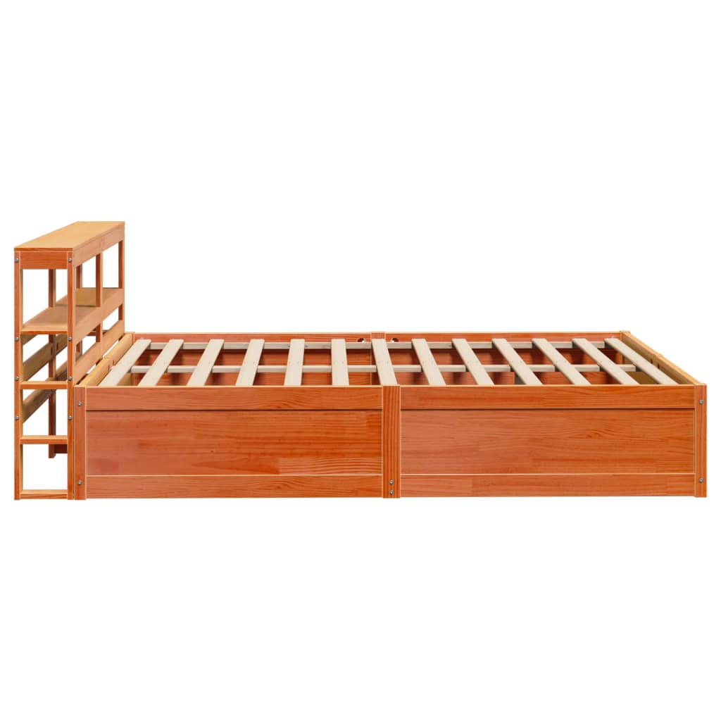 Cadre de lit avec tête de lit – Cire marron – 160 x 200 cm