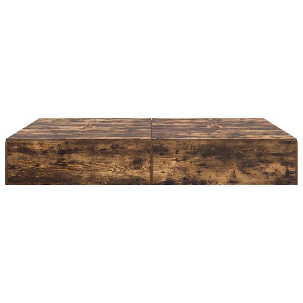 Lit coffre à portes – Chêne fumé – 140 x 190 cm