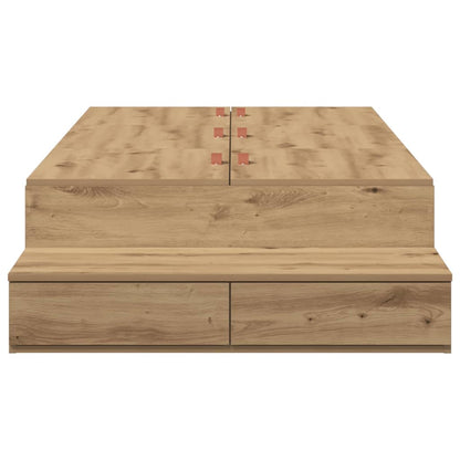 Lit coffre à tiroirs – Chêne artisanal – 100 cm