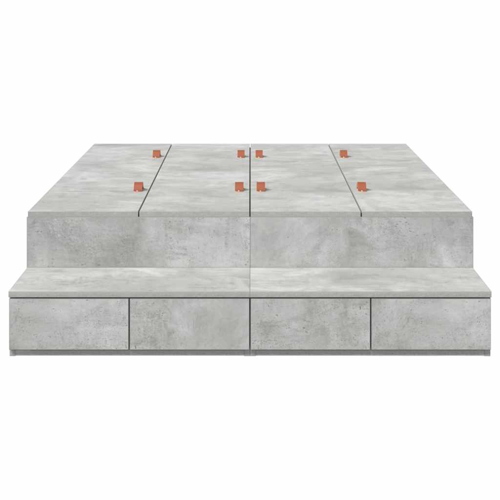 Lit coffre – Gris béton bois d'ingénierie – 120 cm