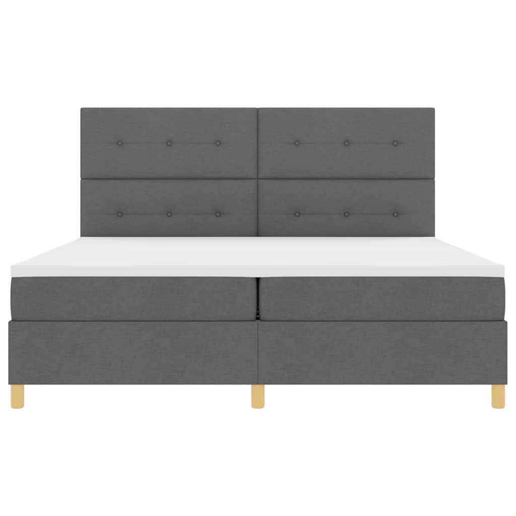 Lit à ressorts avec tête de lit – Gris foncé tissu – 200 x 200 cm
