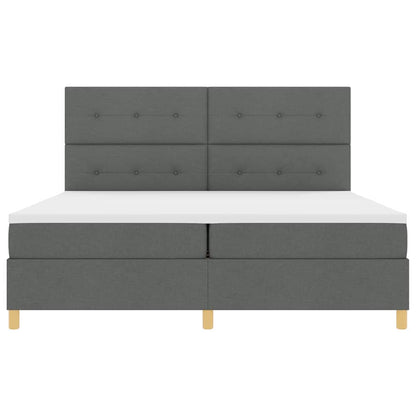 Lit à ressorts avec tête de lit – Gris foncé tissu – 200 x 200 cm